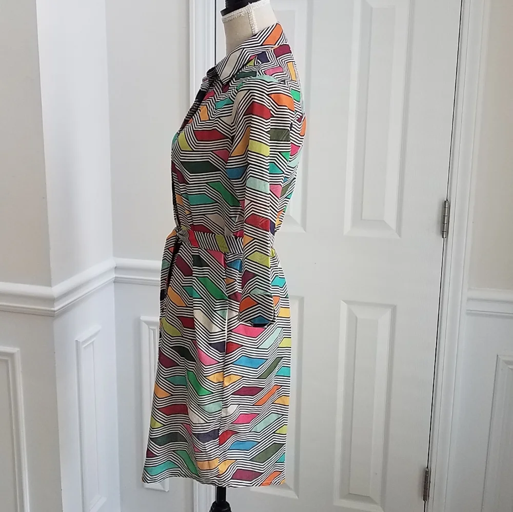 Vilagallo Adrianna Multicolor Printed Shirt Dress Cotton‎